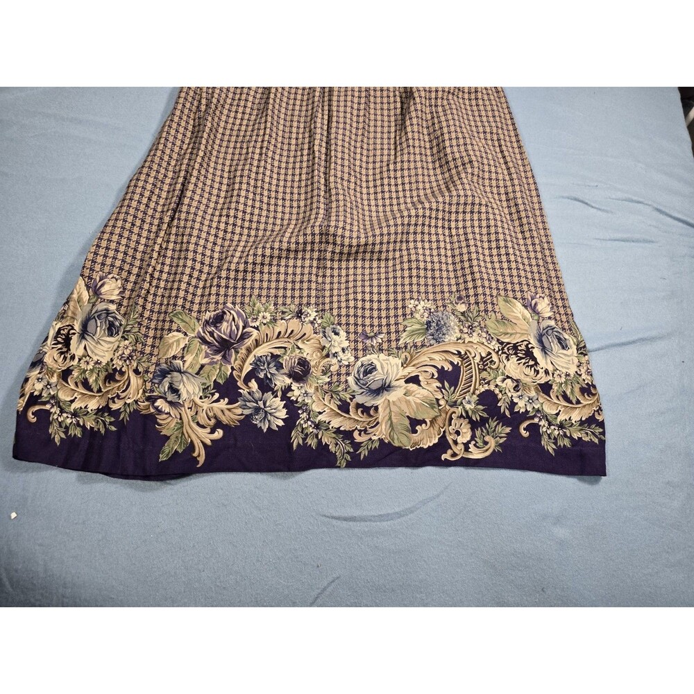 Vintage Jantzen Classic Houndstooth Floral Border Skirt Sz 16 - Picture 14 of 16